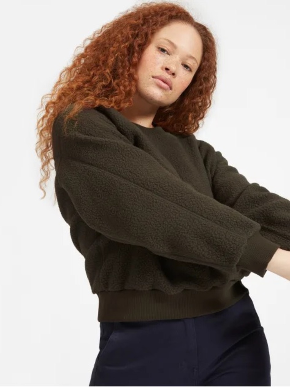 Everlane ReNew Fleece Oversized Sweatshirt Dark Green